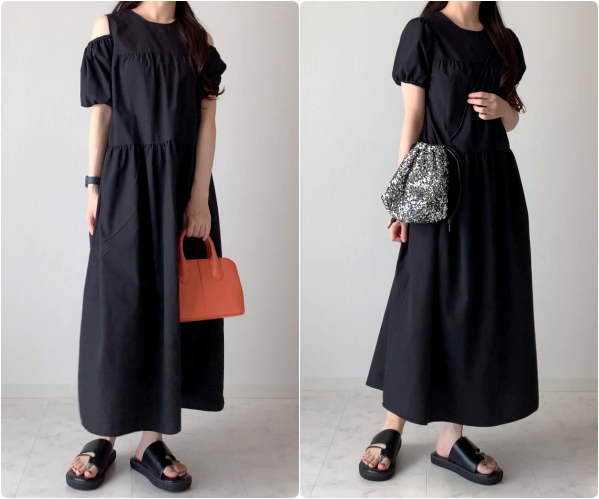 しまむらのおすすめファッションアイテム「カタアキティアードOP」のコーディネート