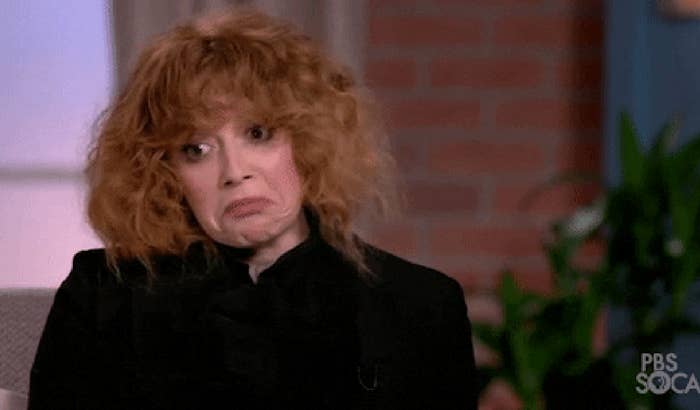 Natasha Lyonne makes a puzzled and humorous face during a PBS SoCal interview