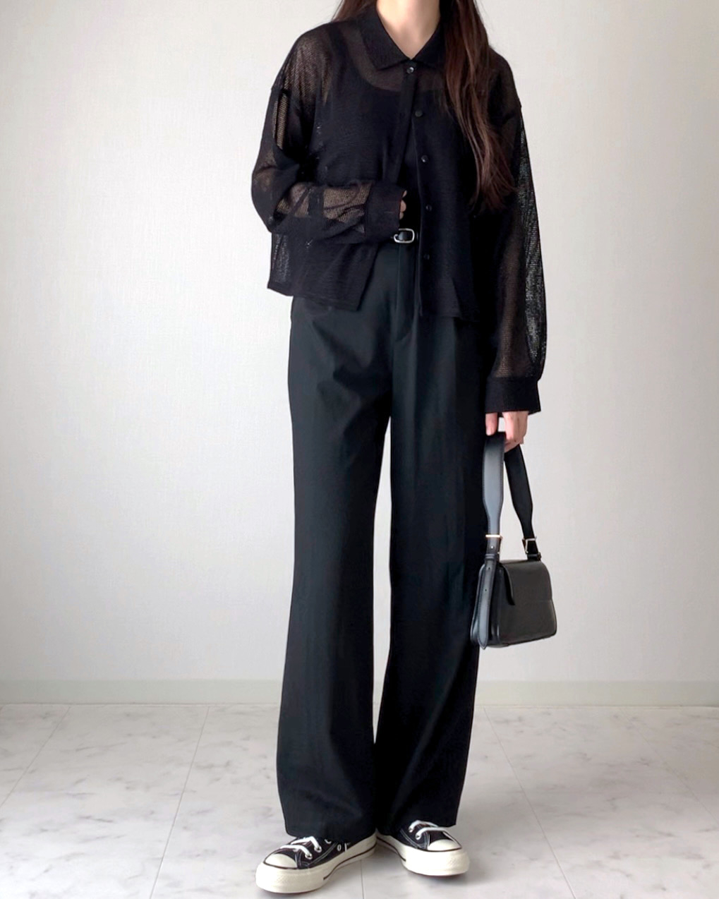 しまむらのおすすめファッションアイテム「カットメッシュシャツ」