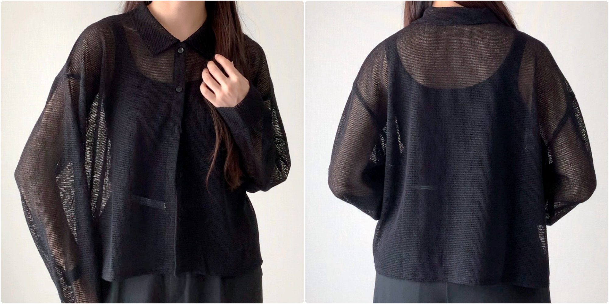 しまむらのおすすめファッションアイテム「カットメッシュシャツ」