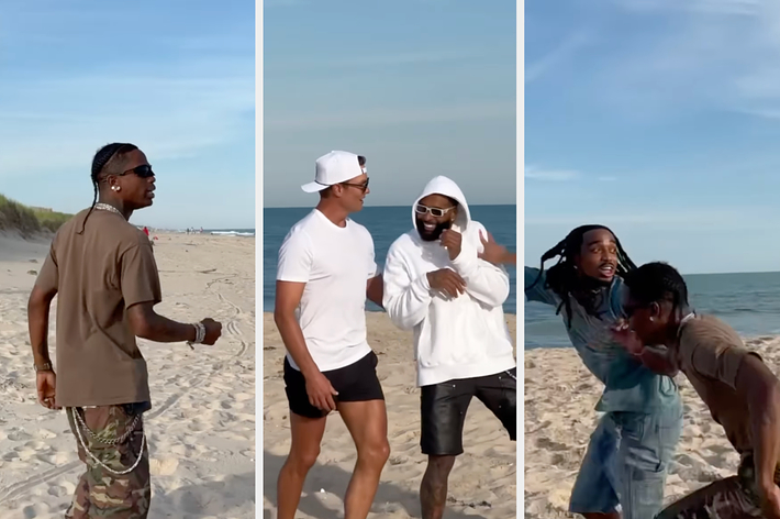 Watch Quavo, Travis Scott, Tom Brady, OBJ, and More Play Beach Football  Ahead of Michael Rubin's White Party | Complex