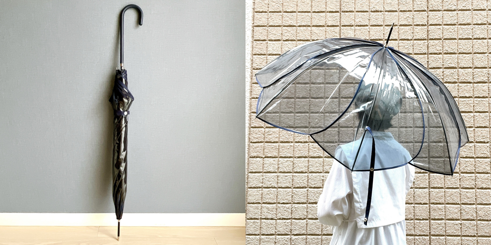 フランフランのオススメの傘「クリアアンブレラ カラーパイピング 長傘 58cm グレー」