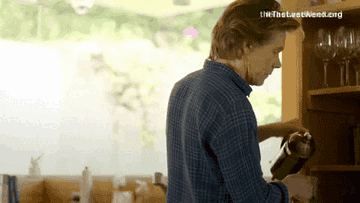 David Spade wearing a plaid shirt, in a kitchen, placing an item on a shelf. Background text reads "thetastesubject.org"