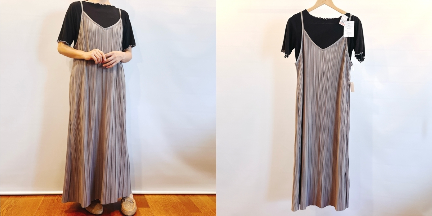 しまむらのおすすめファッションアイテム「2セットプリーツキャミOP+」