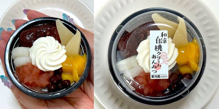 シャトレーゼのおすすめスイーツ「和涼白桃クリームあんみつ」