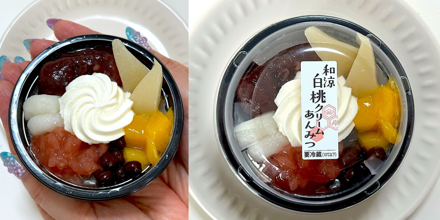 シャトレーゼのおすすめスイーツ「和涼白桃クリームあんみつ」