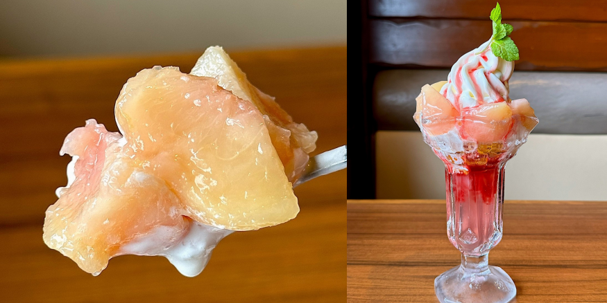 びっくりドンキーのおすすめスイーツ「サマースノーピーチパフェ」