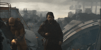 Diego Luna as Cassian Andor walks through a dystopian landscape in the Disney+ series "Andor"
