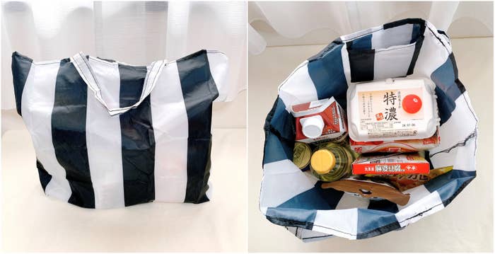 イケアのおすすめアイテム「SKYNKE スキンケエコバッグ ストライプ／ブラック ホワイト」