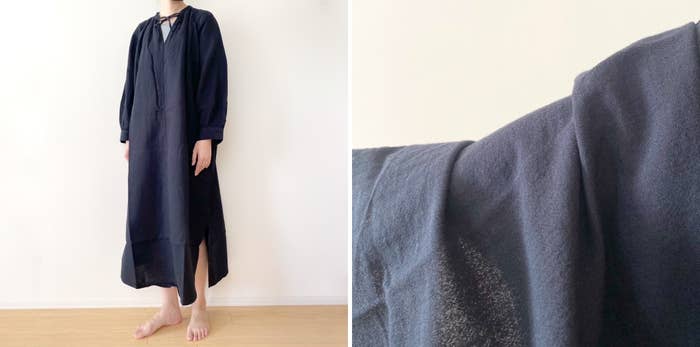 無印良品のおすすめファッションアイテム「婦人 ふんわりしぼガーゼ ロングワンピース」