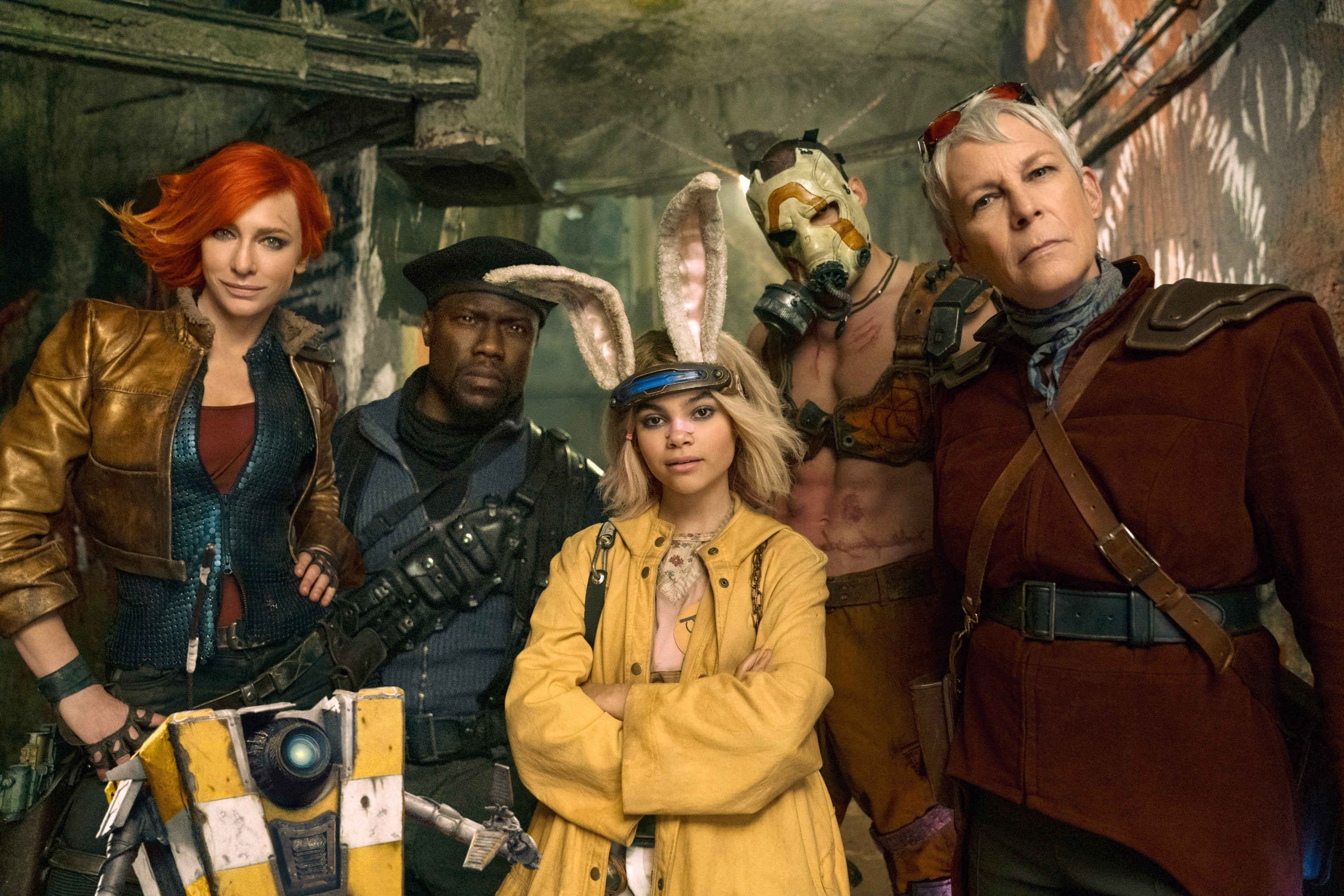 Cate Blanchett, Kevin Hart, Ariana Greenblatt, Florian Munteanu, and Jamie Lee Curtis in Borderlands movie costumes