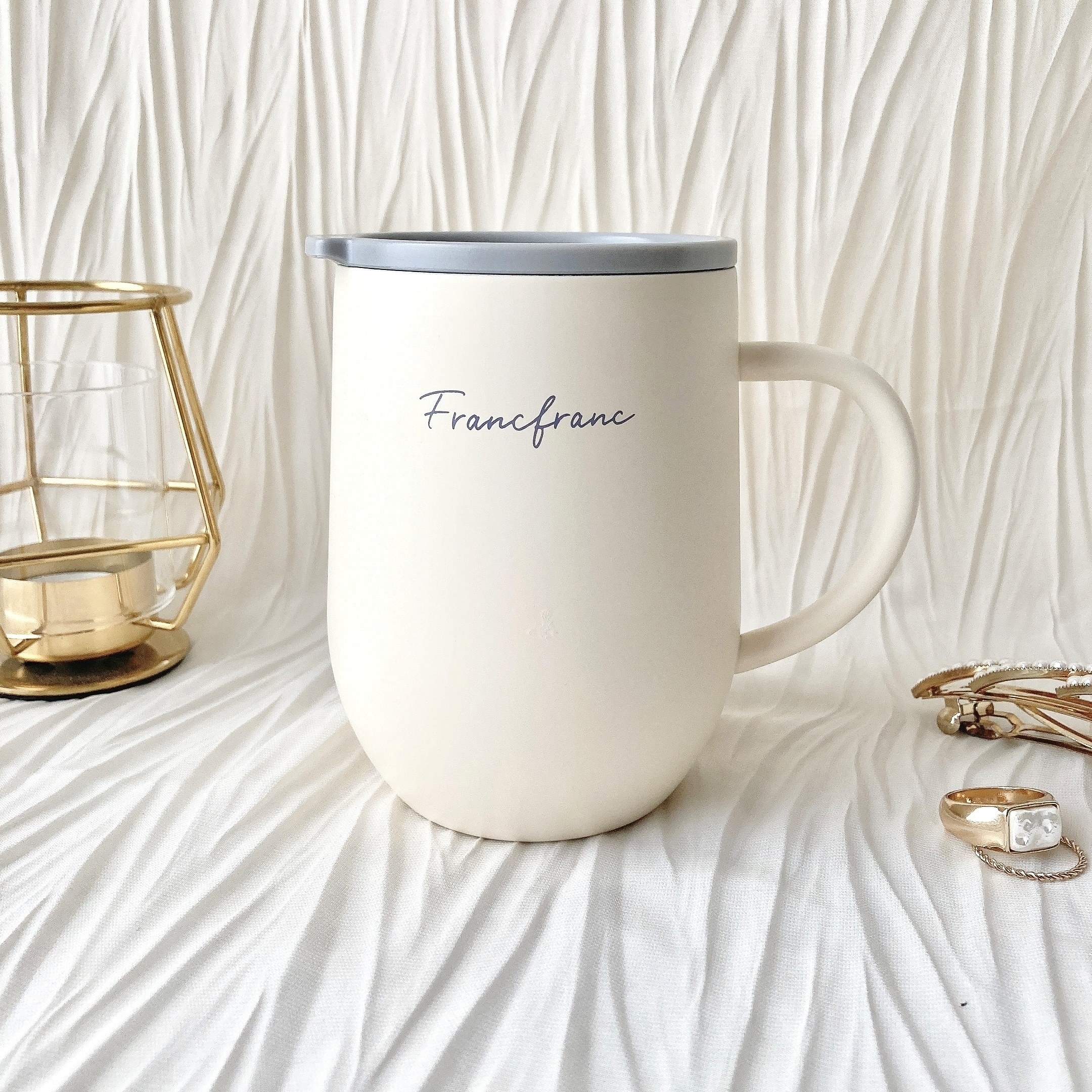 フランフランのおすすめマグカップ「フタ付き ステンレスサーモマグ ホワイト」