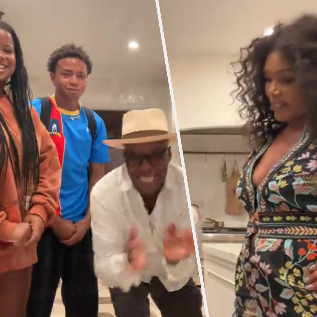Angela Bassett's family doing the "give me my money" challenge