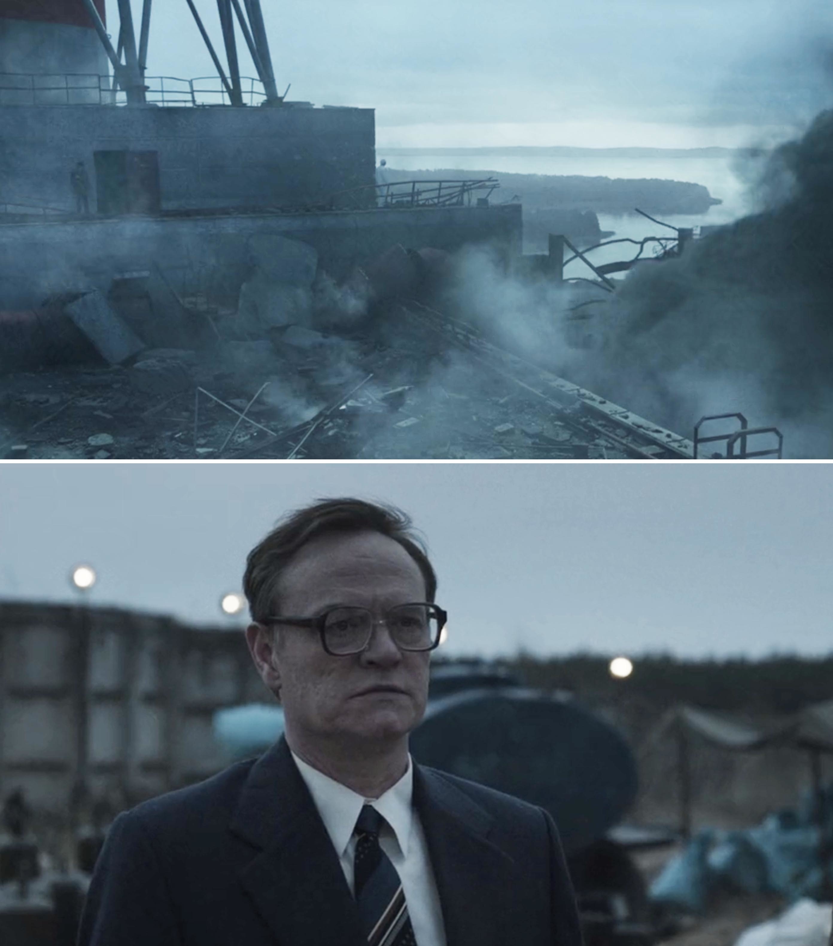 Two scenes from &quot;Chernobyl&quot; TV series