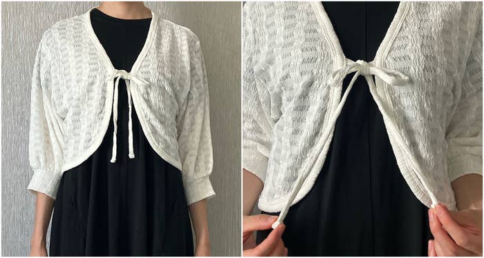 Honeys(ハニーズ)のおすすめカーディガン「7分袖リボン付カーデ」