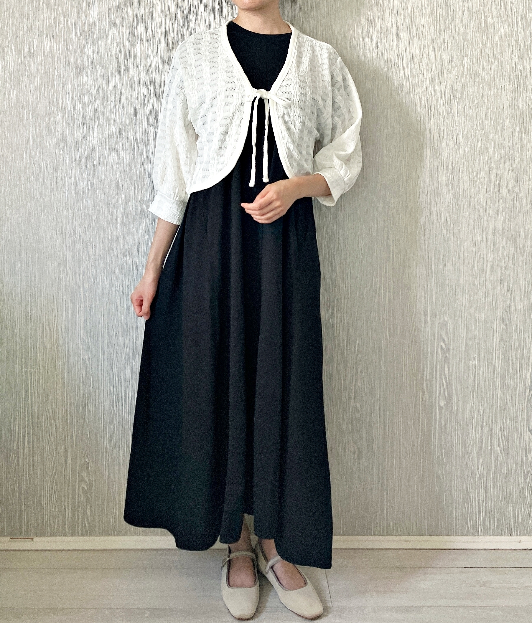 Honeys(ハニーズ)のおすすめカーディガン「7分袖リボン付カーデ」