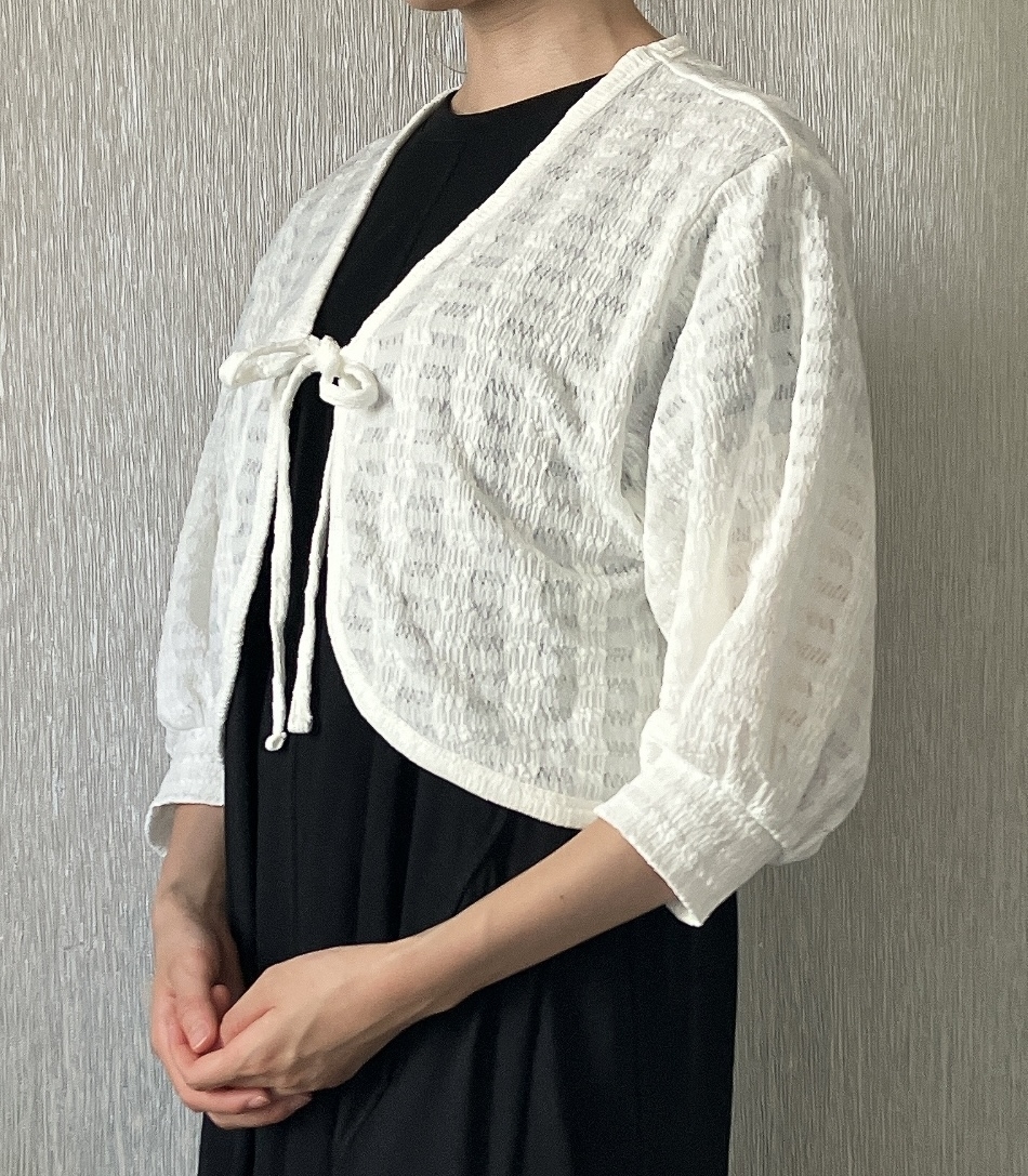 Honeys(ハニーズ)のおすすめカーディガン「7分袖リボン付カーデ」