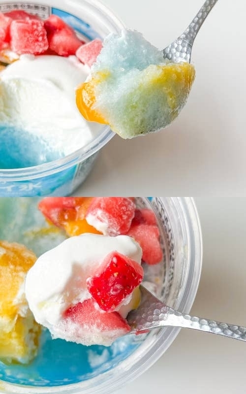 セブン-イレブンのおすすめスイーツ「7プレミアム マンゴーと苺のブルーハワイ氷」