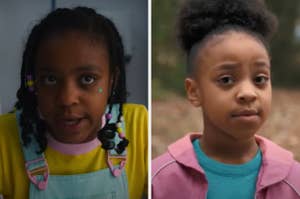 Two young girls, identified as Ryan Kiera Armstrong and Violet McGraw, are pictured side by side, both appearing in casual outfits