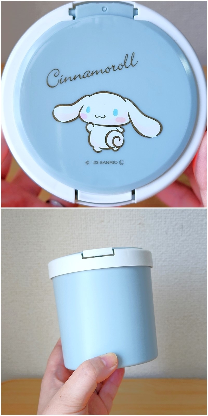 DAISO(ダイソー)のおすすめサンリオグッズ「ワンタッチ綿棒ケース シナモン くすみ」