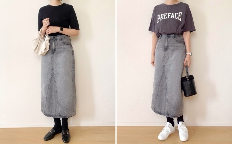 ユニクロのおすすめデニム「デニムパネルロングスカート」