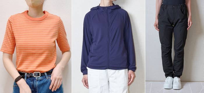 ワークマンのおすすめアイテム「レディースマルチリブTシャツ」「レディースUVサンガードパーカー」「レディースクライミングスプリットパンツ」