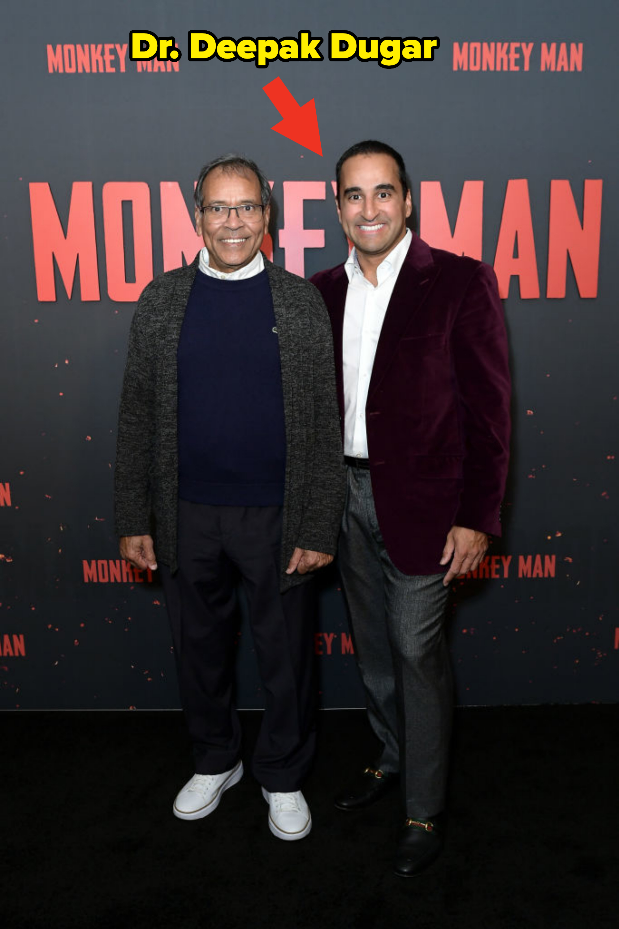 Dr. Dugar on the red carpet with an older man