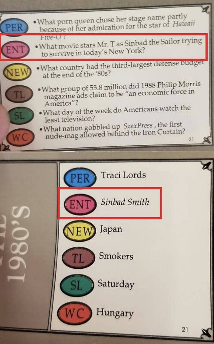 Two questions highlighted in the image. One about Sinbad the Sailor surviving in today’s New York, the other about Sinbad Smith