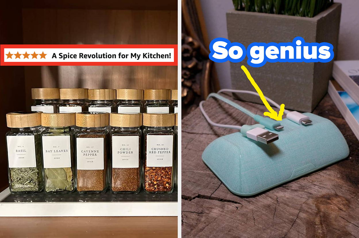 Spice jars placed in reviewer's kitchen; cords placed on magnetic block