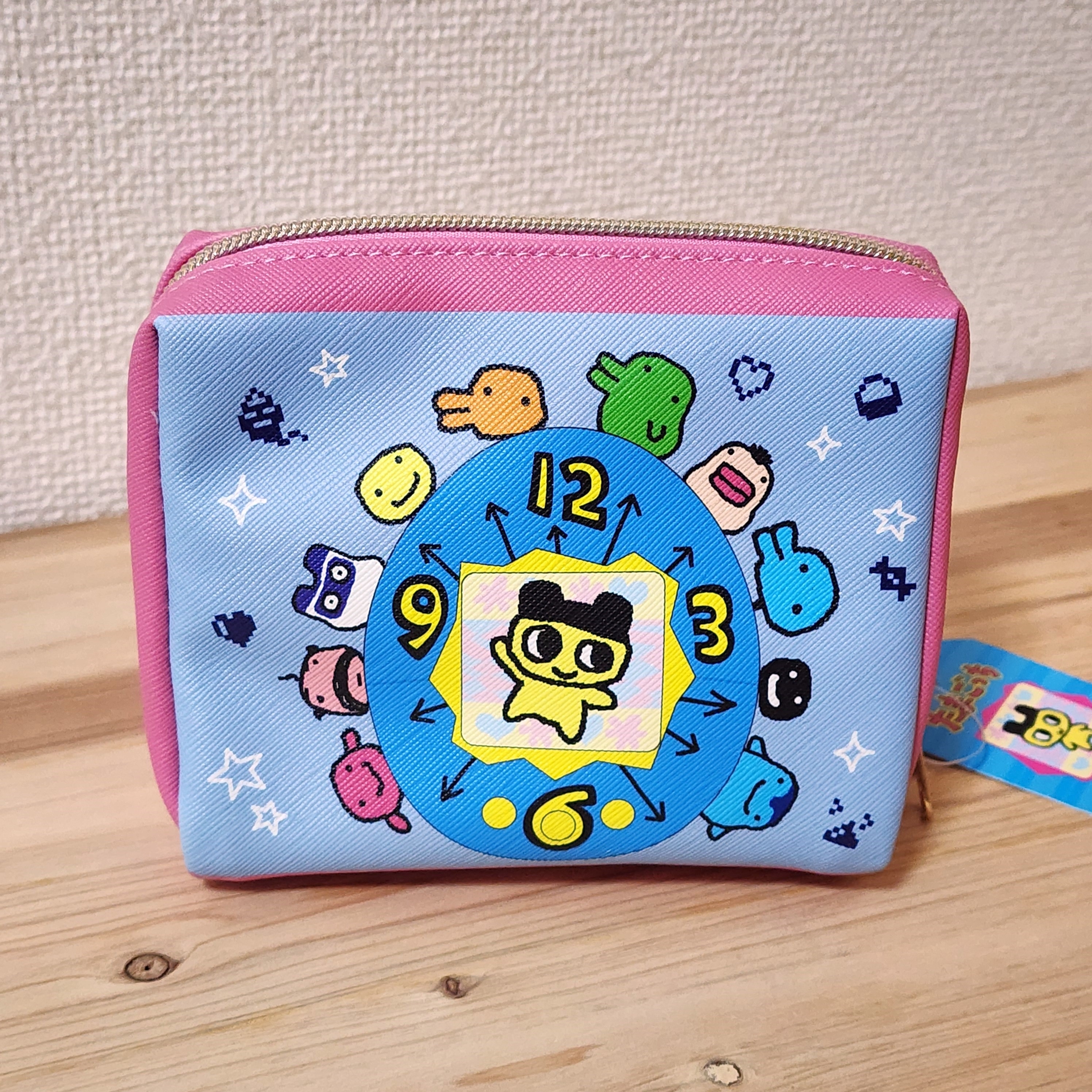 ファスナーポーチ♡昭和レトロ オシャレワンちゃん 水色 16cm