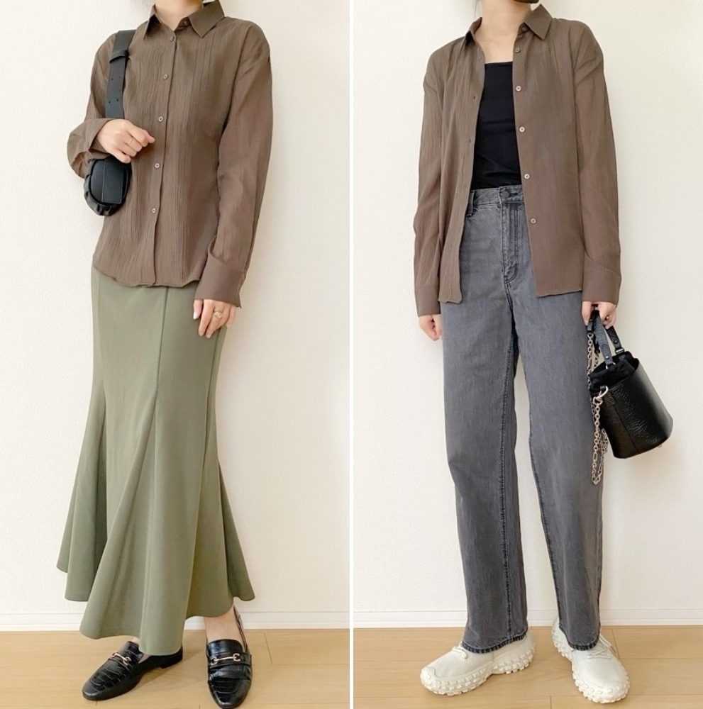 ＧＵのおすすめアイテム「テクスチャーシアーシャツNTQ+E」を使ったコーディネート