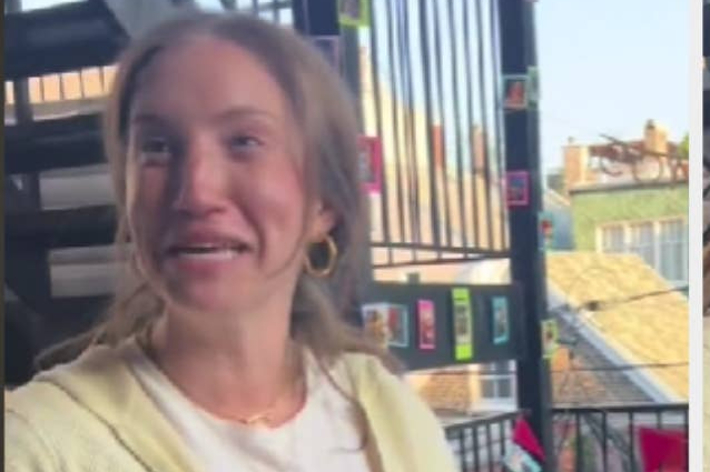 A woman smiles and holds her phone at a surprise party set up by her friends, with a caption reading: “When your friends throw you a surprise party simply because they want to celebrate you."