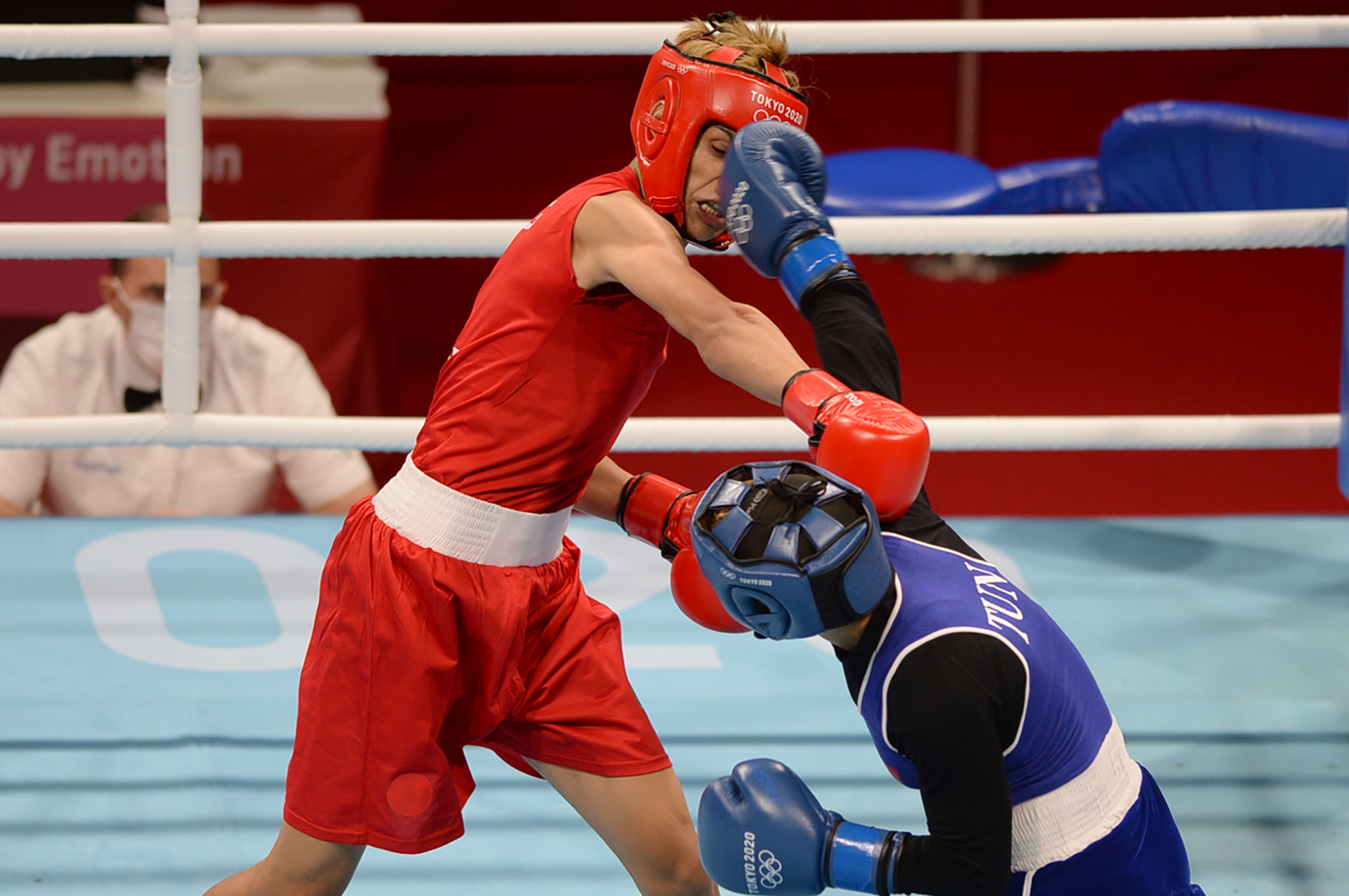Two boxers during a match