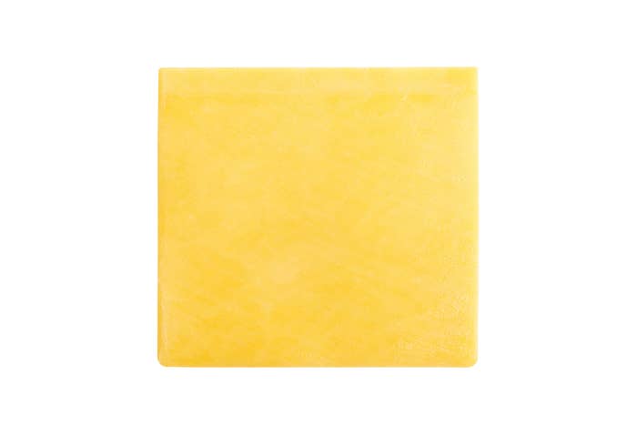 A single slice of cheese viewed from above