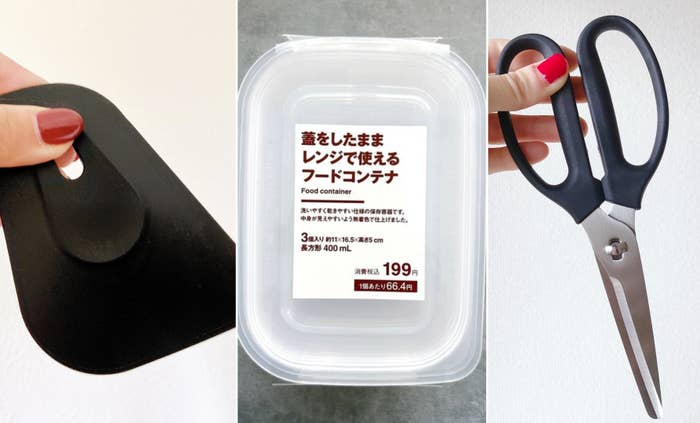 無印良品のおすすめグッズ「シリコーンスクレーパー」「蓋をしたままレンジで使えるフードコンテナ」「分解して洗えるキッチンばさみ」