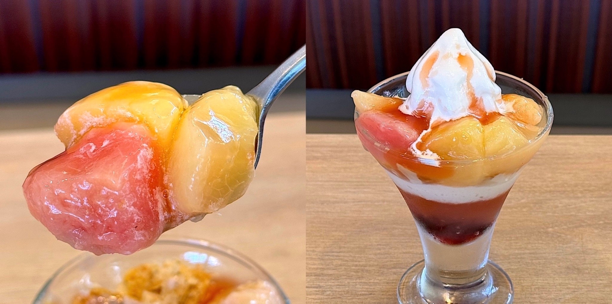 ガストのおすすめスイーツ「ごろっと白桃のサンデー」