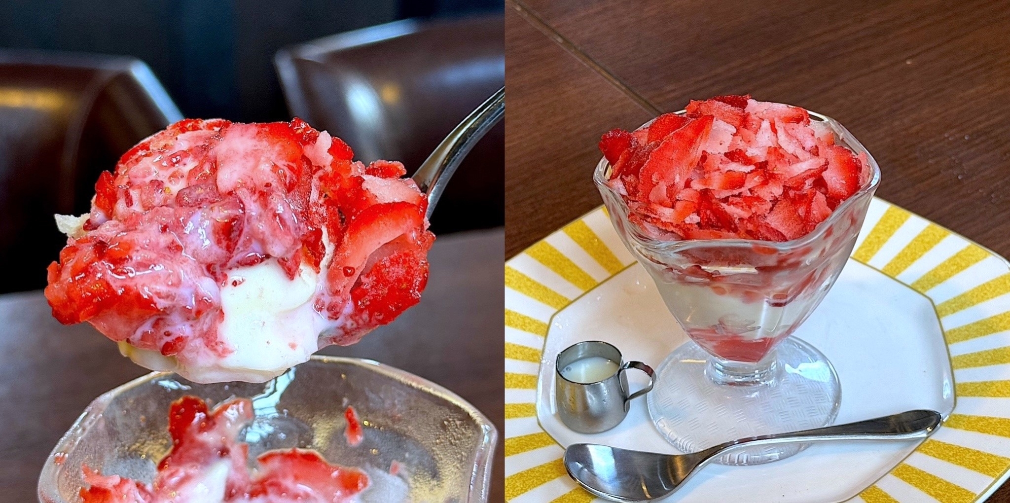 星乃珈琲店のオススメのスイーツ「けずり苺パフェ」