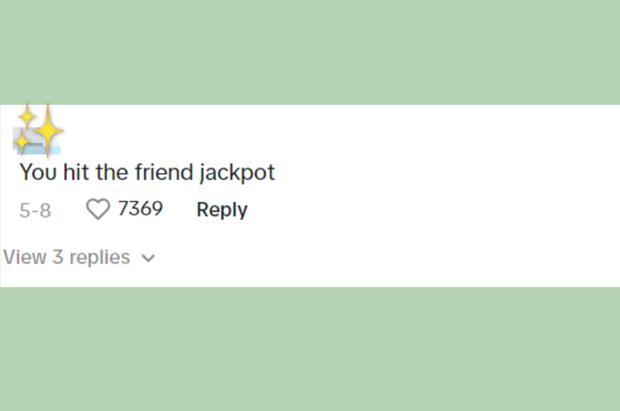 "You hit the friend jackpot" post with 7,369 likes and 3 replies