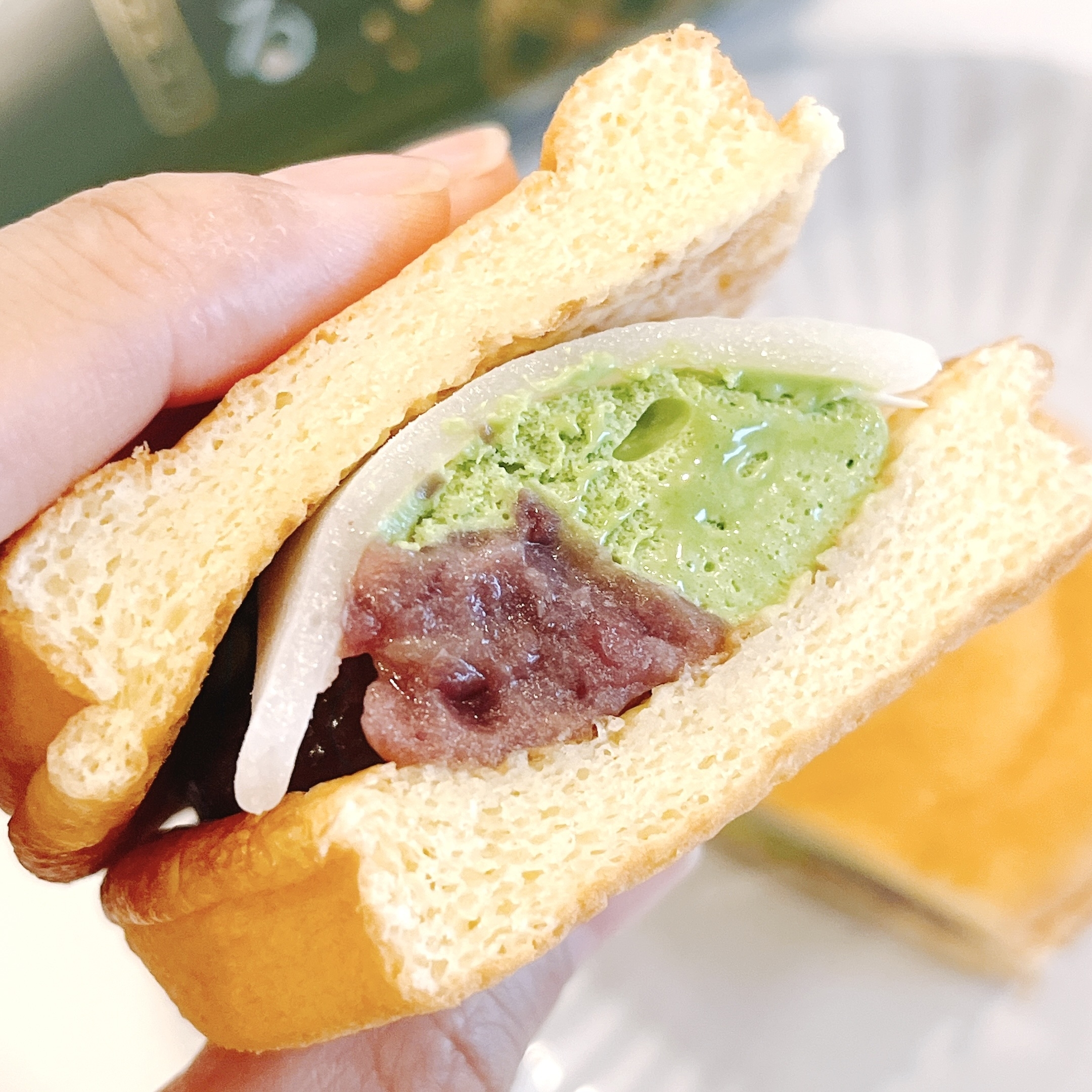 コージーコーナーのオススメのスイーツ「コージープレミアムスフレワッフル（宇治抹茶&amp;amp;もちあんこ）」