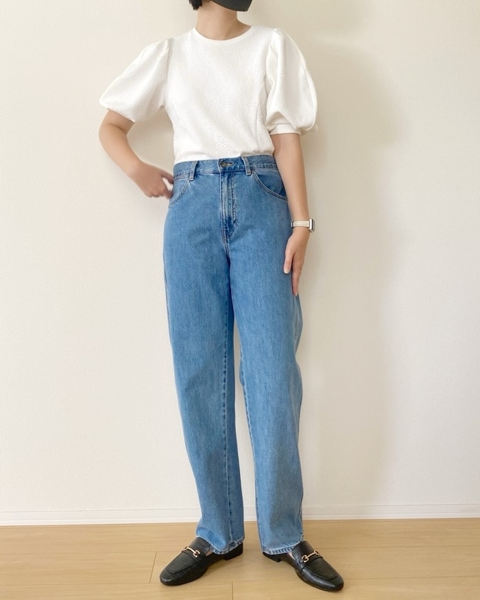 GU（ジーユー）のおすすめファッションアイテム「ボリュームスリーブT（5分袖）Z+E」のコーディネート