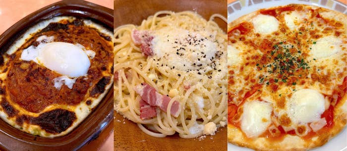 サイゼリヤのおすすめフード「半熟卵のミラノ風ドリア」「カルボナーラ」「バッファローモッツァレラのマルゲリータピザ」