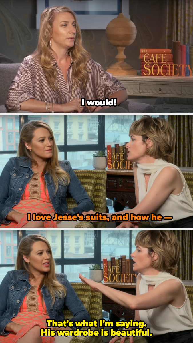 Kjersti says she would, but Blake and Parker continue talking to each other about their male costars' costumes