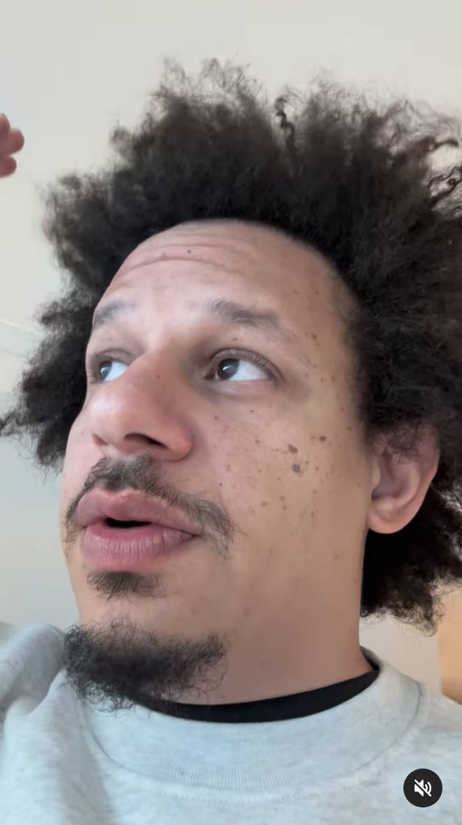 Eric André looks contemplative in a close-up photo