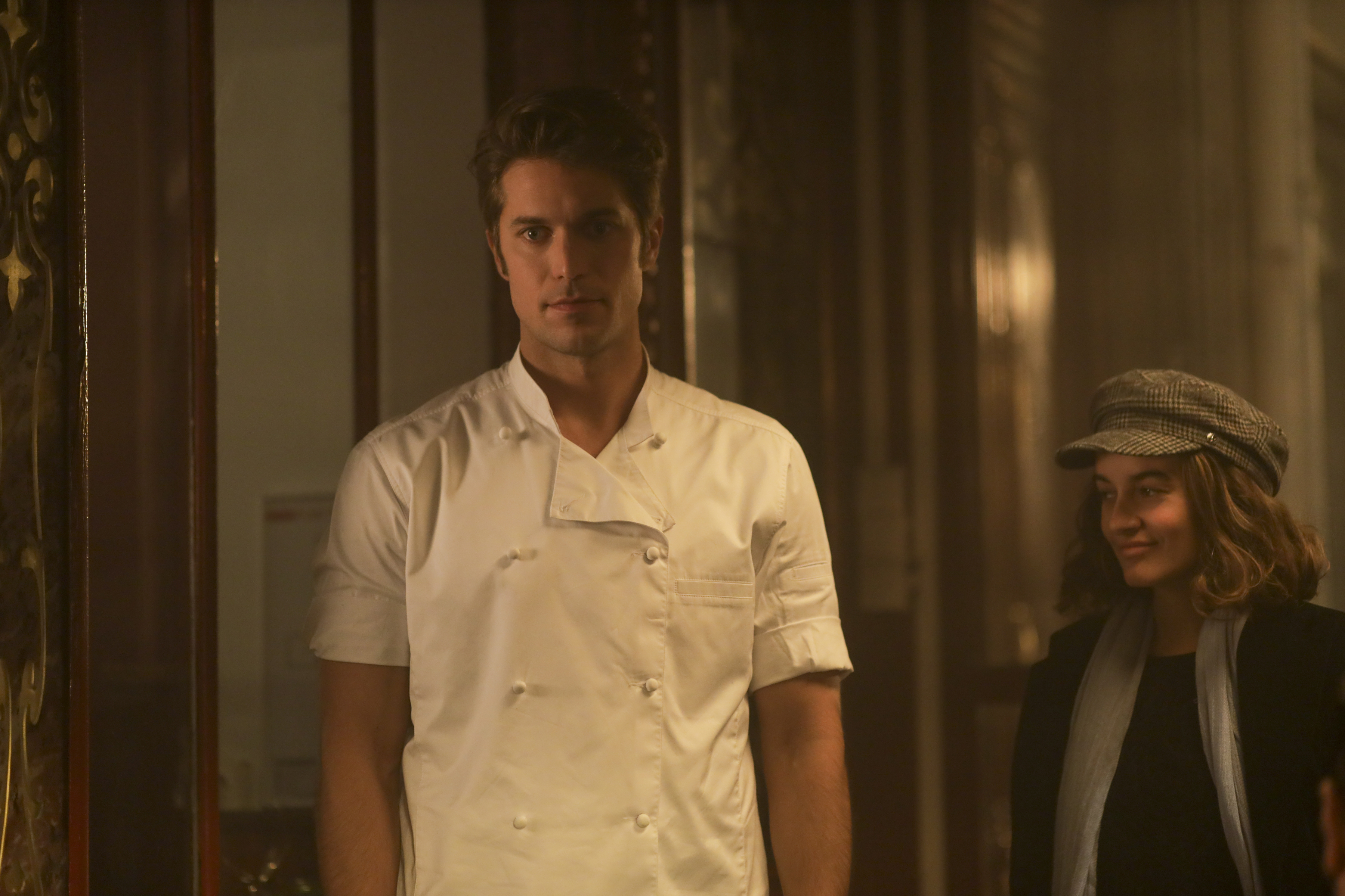 Gabriel wearing a chef's jacket