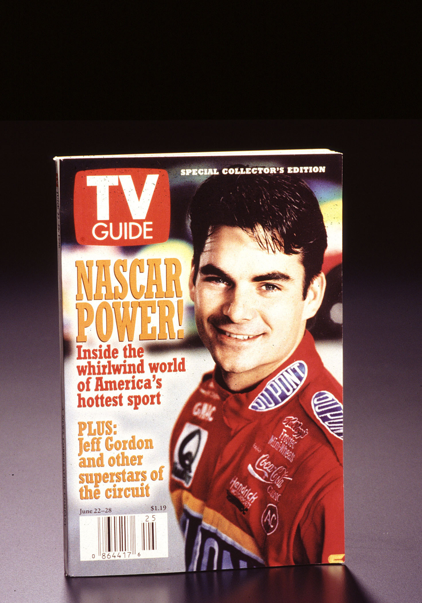 TV Guide cover featuring Jeff Gordon in a racing suit. Headline reads: &quot;NASCAR Power! Inside the whirlwind world of America's hottest sport.&quot;
