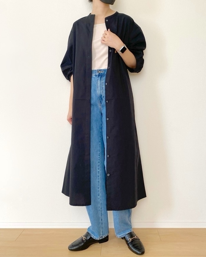 無印のおすすめファッション「婦人 乾きやすいブロード 七分袖ワンピース」