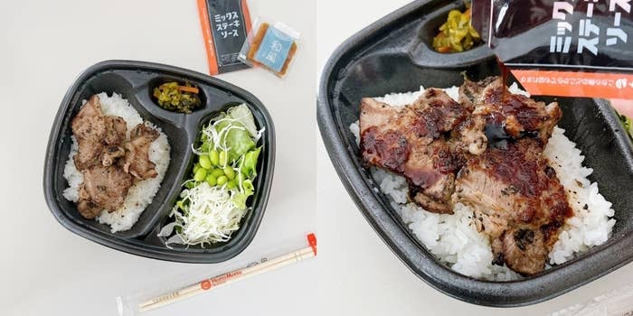 ほっともっとのオススメのお弁当「サラダ&ハーフ・カットステーキコンボ」