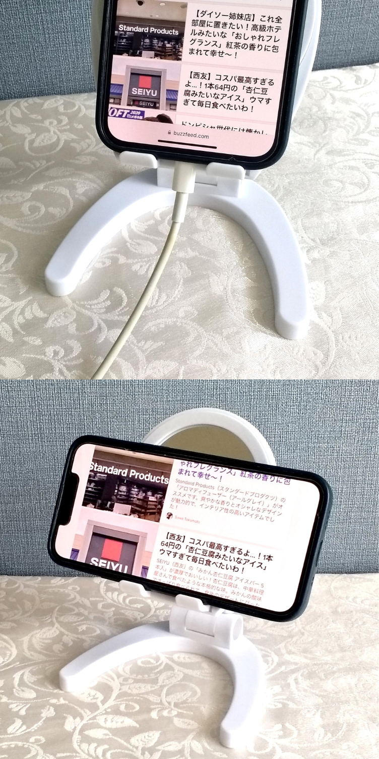 DAISO（ダイソー）のおすすめアイテム「スマホスタンド（ミラー付）」