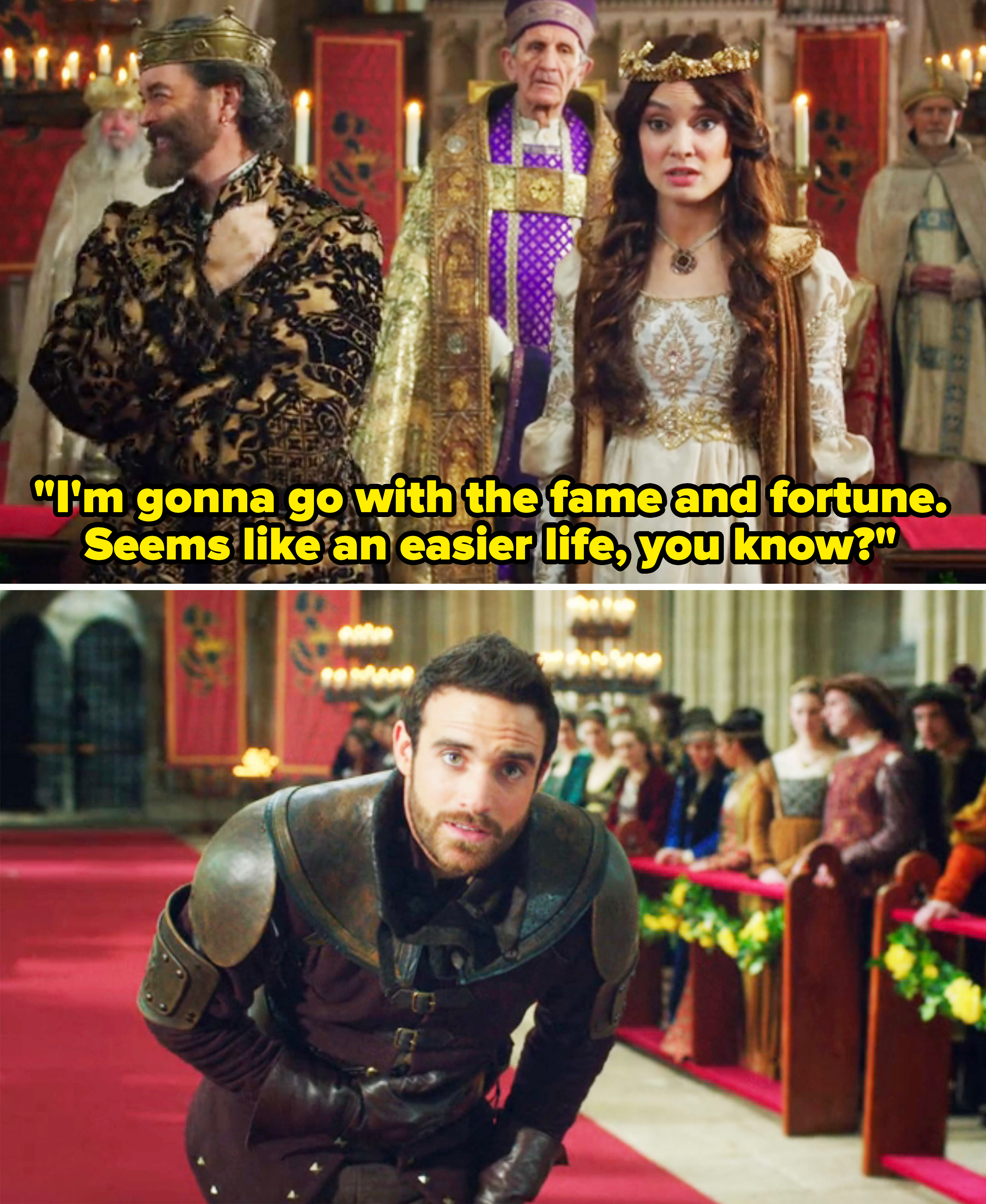 Madalena in a scene from "Galavant," as she tells Galavant she prefers fame and fortune