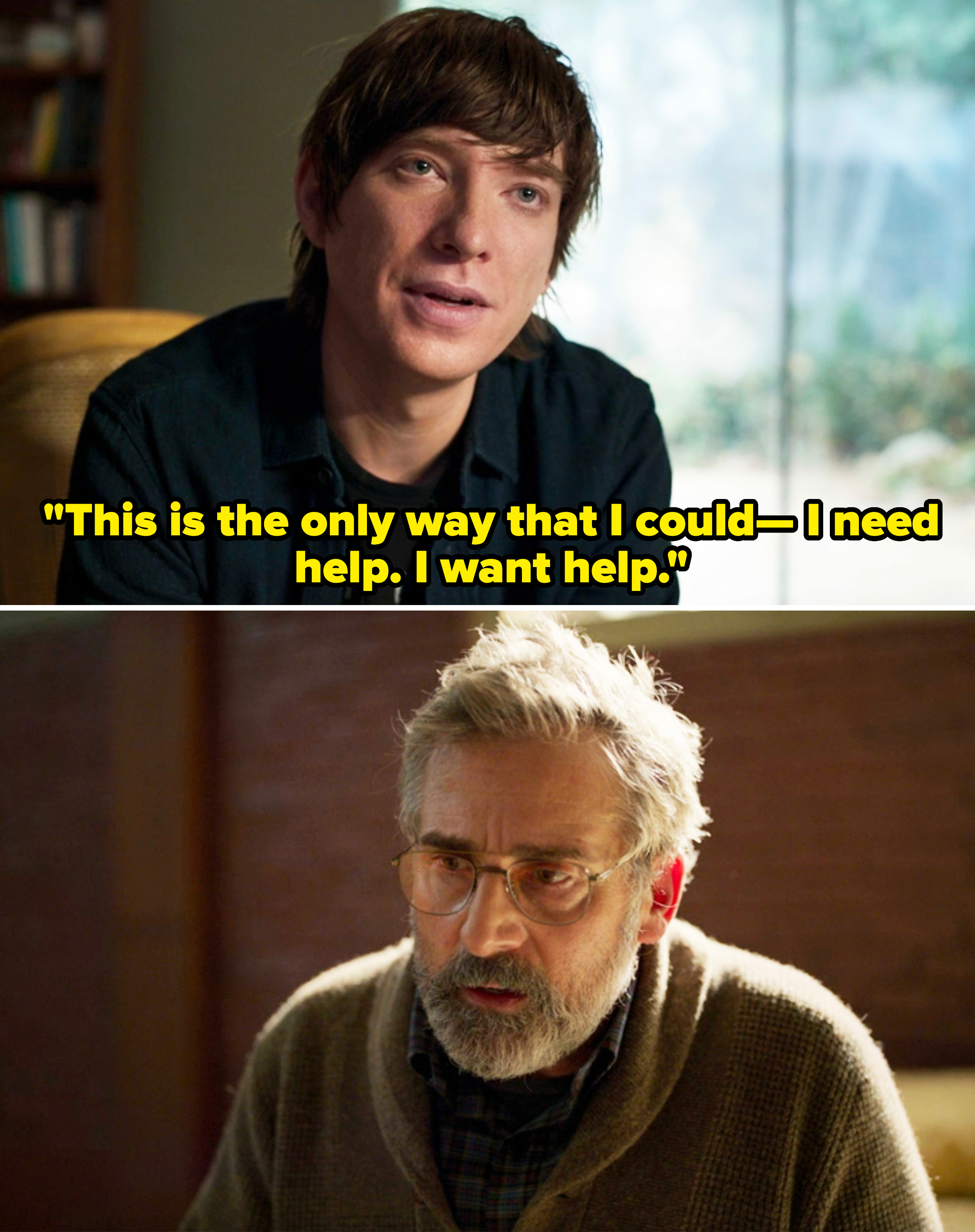 Sam in a scene from "The Patient," telling Alan that he needs help